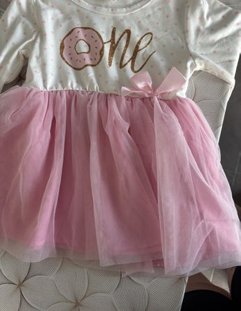 Robe bébé fille rose tutu donut "one" 