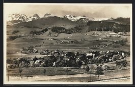 AK Riggisberg, Gesamtansicht mit Alpen