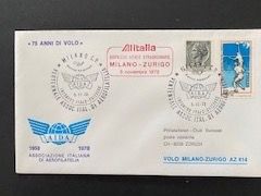 Attraktiver Jubiläums - Flugbrief Milano - Zürich 5.11.1978