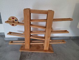 Holz Murmelbahn naturfarben gebraucht Holzspielzeug