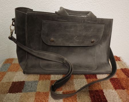 Vintage Tasche - Unisex in Grau, Leder, Handarbeit, Unikat
