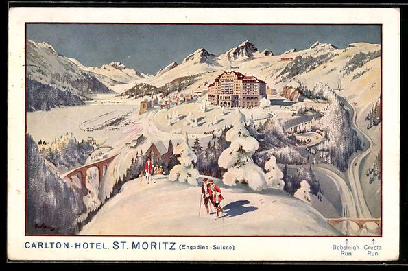 Cartoline postali: St. Moritz, Carlton-Hotel Winterlandscha – Usato da Berlin venduto da bartko-reher
