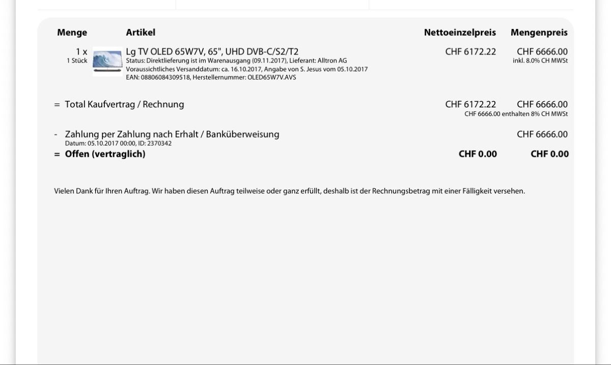 LG Televisori: Defekter LG Signature TV – Difettoso da Rümlang venduto da dononila 5
