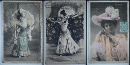 Stars — 1904 — 3 AK/CPA — Artistes françaises