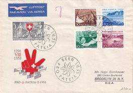 Pro Patria 1953 FDC Satzbrief mit Umschlag P2 (+Fr.350.--)