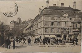 NEUCHÂTEL - Promenade Noire & Place des Halles - Tram - 1911