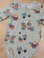 Lindex Baby Langarm Body, Katzen- & Garten-Muster, Gr. 86