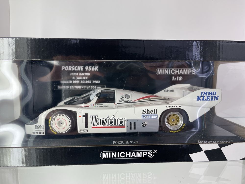 Miniature Porsche 956L Warsteiner N°1 - Vainqueur DRM Zolder 1983 - Bob Wollek - 1:43