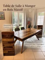 Grande table en bois massif - 2 rallonges