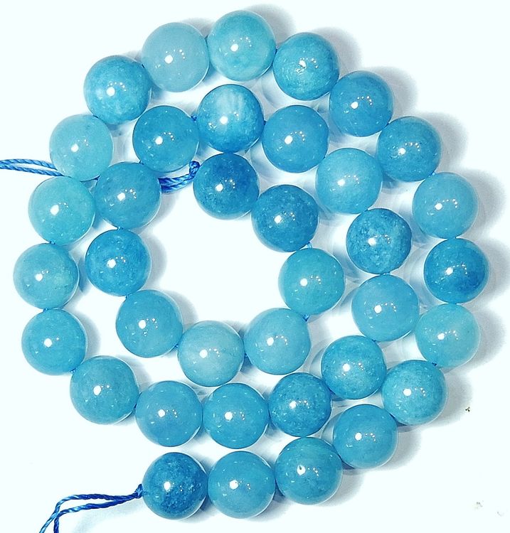 1 Strang echte, natürliche dunkle Aquamarin Perlen 10 mm | Kaufen auf ...