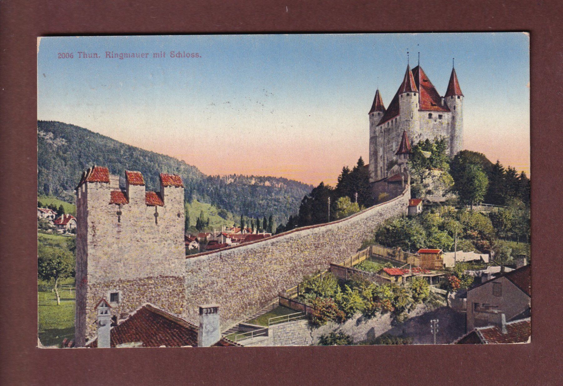 Ansichtskarten: THUN - Ringmauer mit Schloss - 1926 – Gebraucht aus Pully von nicecards-shop