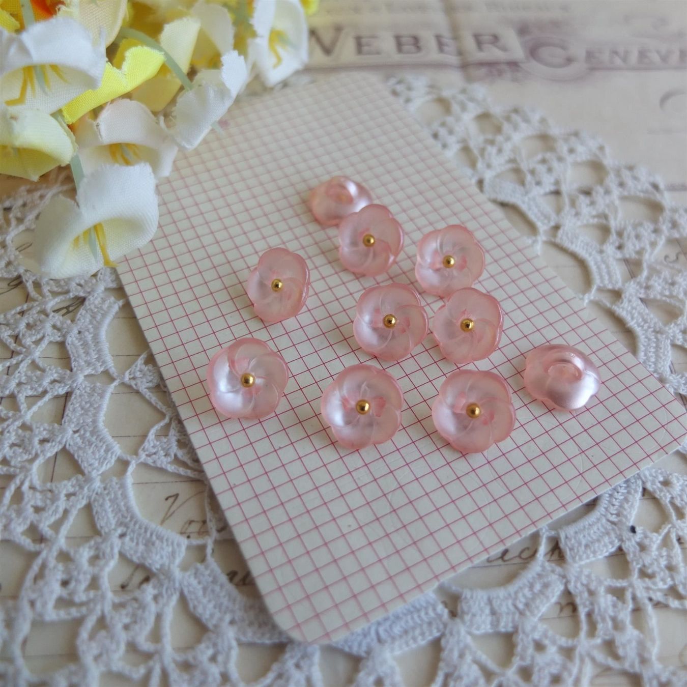 Bottoni: 10x Knopfe rosa Blumen boutons fleur rose – Nuovo (secondo la descrizione) da Meyrin venduto da laservette99