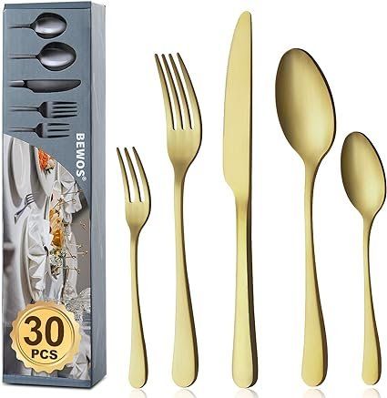 Set di posate: Besteck Set , 30 teilig Titanium Champagner Gold Besteck Set – Nuovo e nell'imballaggio originale da Oberentfelden venduto da Sch_md58