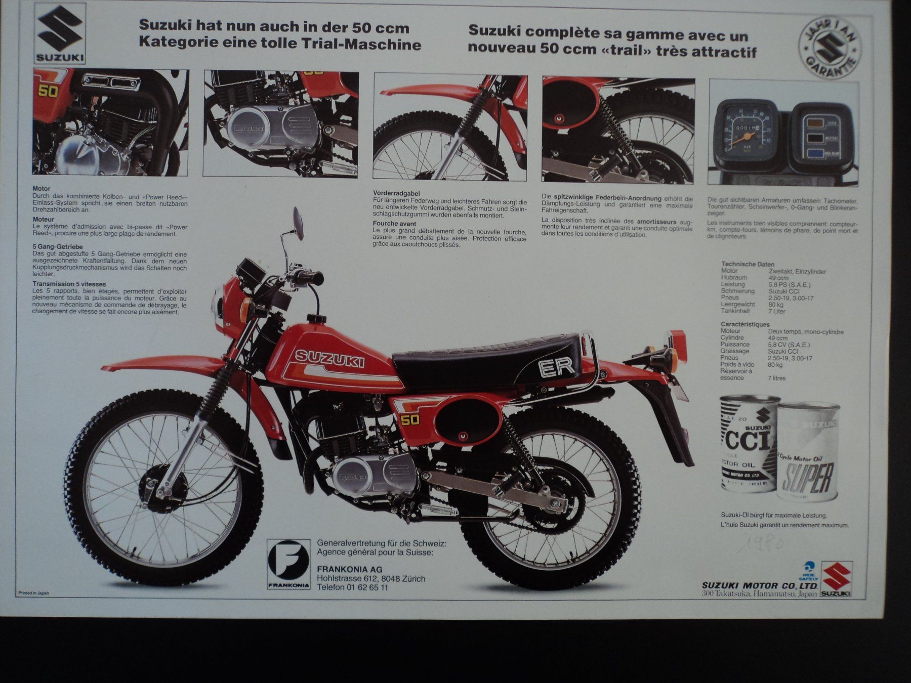 Documenti: Prospekt Suzuki TS 50 ER 1980 – Usato da Schwarzenburg venduto da modelCARama 1