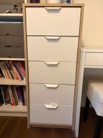 Moderne Kommode mit 5 Schubladen in Weiss und Holzoptik