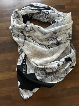 GUESS XXL Quadrat-Tuch 134x134 cm – Schwarz/Beige