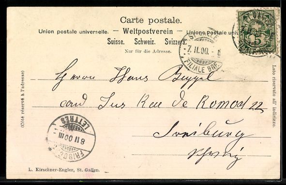 Cartoline postali: AK St. Gallen, Marktplatz mit Jugendstil-Rahmen – Usato da Berlin venduto da bartko-reher 1