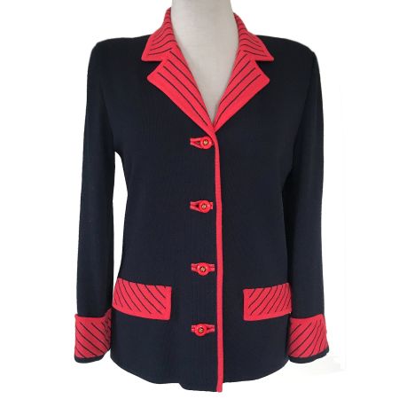 Jacke Strick Gr. L Attitude schwarz-rot VINTAGE 1980s