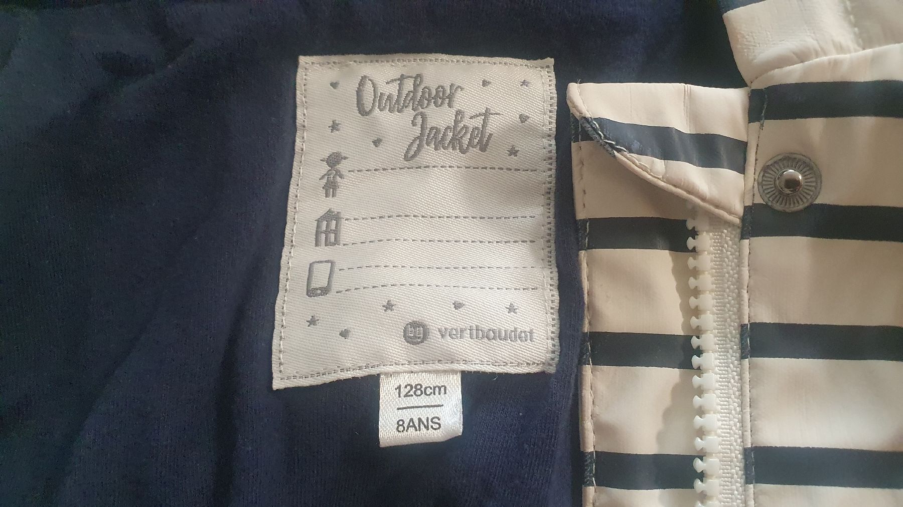 Vertbaudet Giacche & Cappotti: Regenjacke dicht Gr. 128, Vertbaudet gestreift. – Usato da Baar venduto da Jhonny18 1