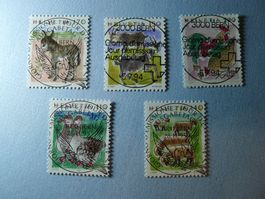 1994/1995 Tiere2 865 - 869 ET Vollstempel