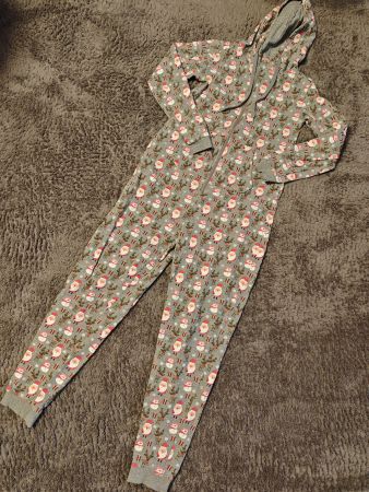 Warmer Winter Overall mit Weihnachtsmänner, Grösse XS