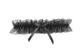 NEUES Erotik Strumpfband uni schwarz mit Masche - 223130