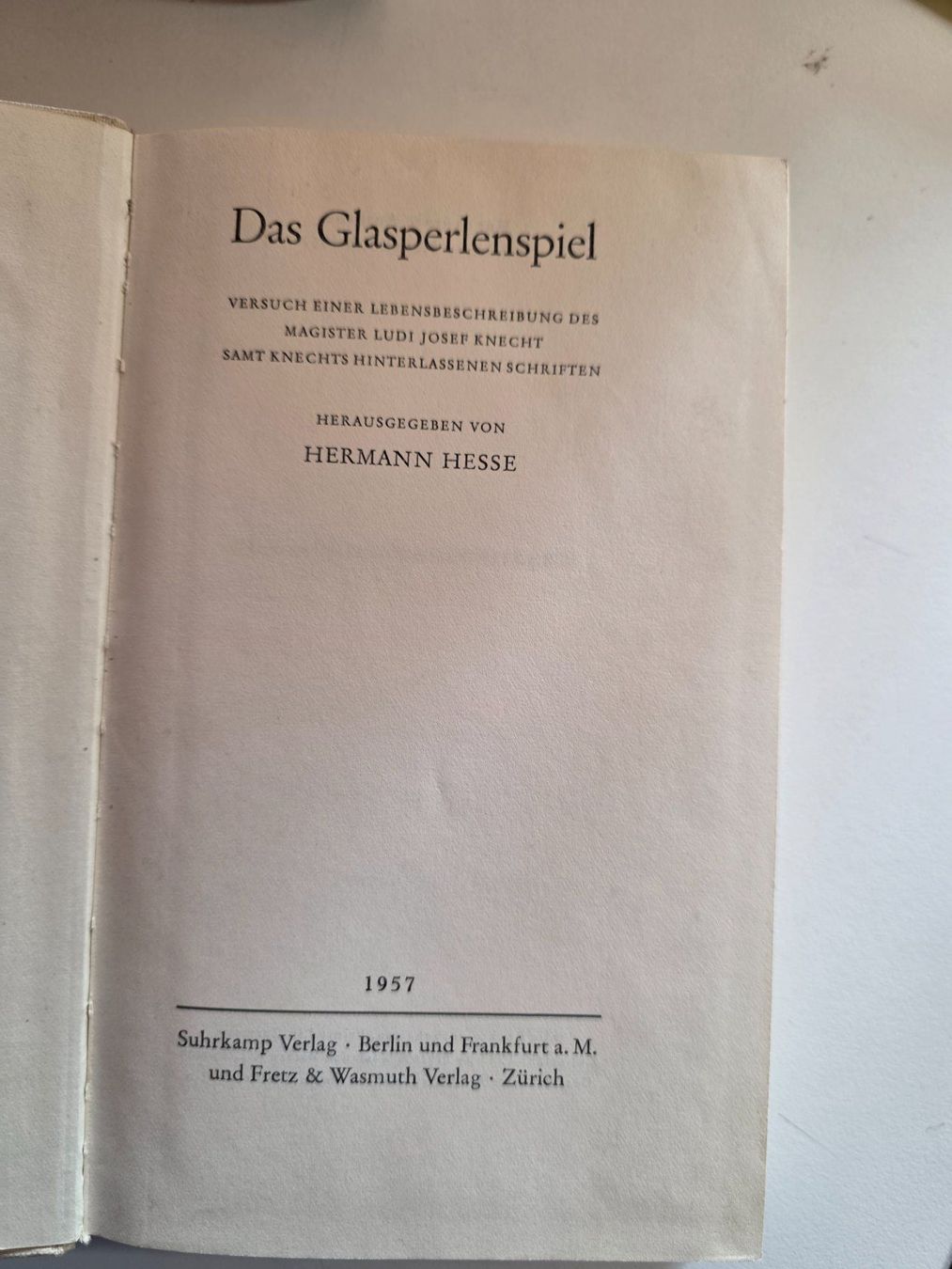 Libri: Hermann Hesse - Das Glasperlenspiel - 1957 – Usato da Walterswil BE venduto da Lonitti