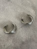 Silber Creolen, mehrreihig, glänzend, modisch, Schmuck