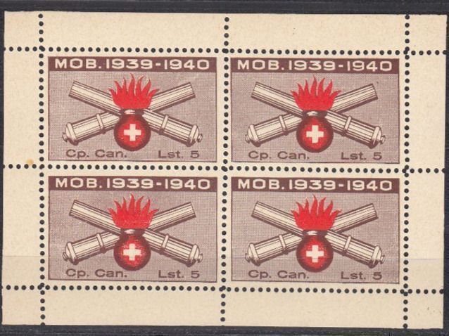 Tutti i francobolli: Artillerie Wi 55 a Block gezähnt ohne Text postfrisch – Usato da Bürglen TG venduto da StampGraf