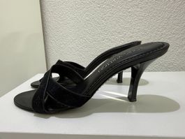 Louis Vuitton Monogram Mules Heels Schwarz Wildleder Gr. 36