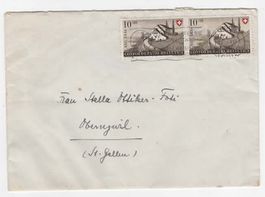 Brief 1946 mit 2 x Nr. B31 nach  Oberuzwil (A