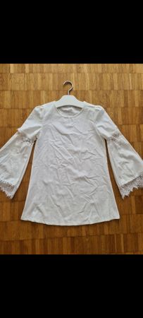 Sommer Tunika Kleid, weiss mit Spitze, Grösse S