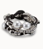 UNO de 50 Armband Leder Silber Perlen
