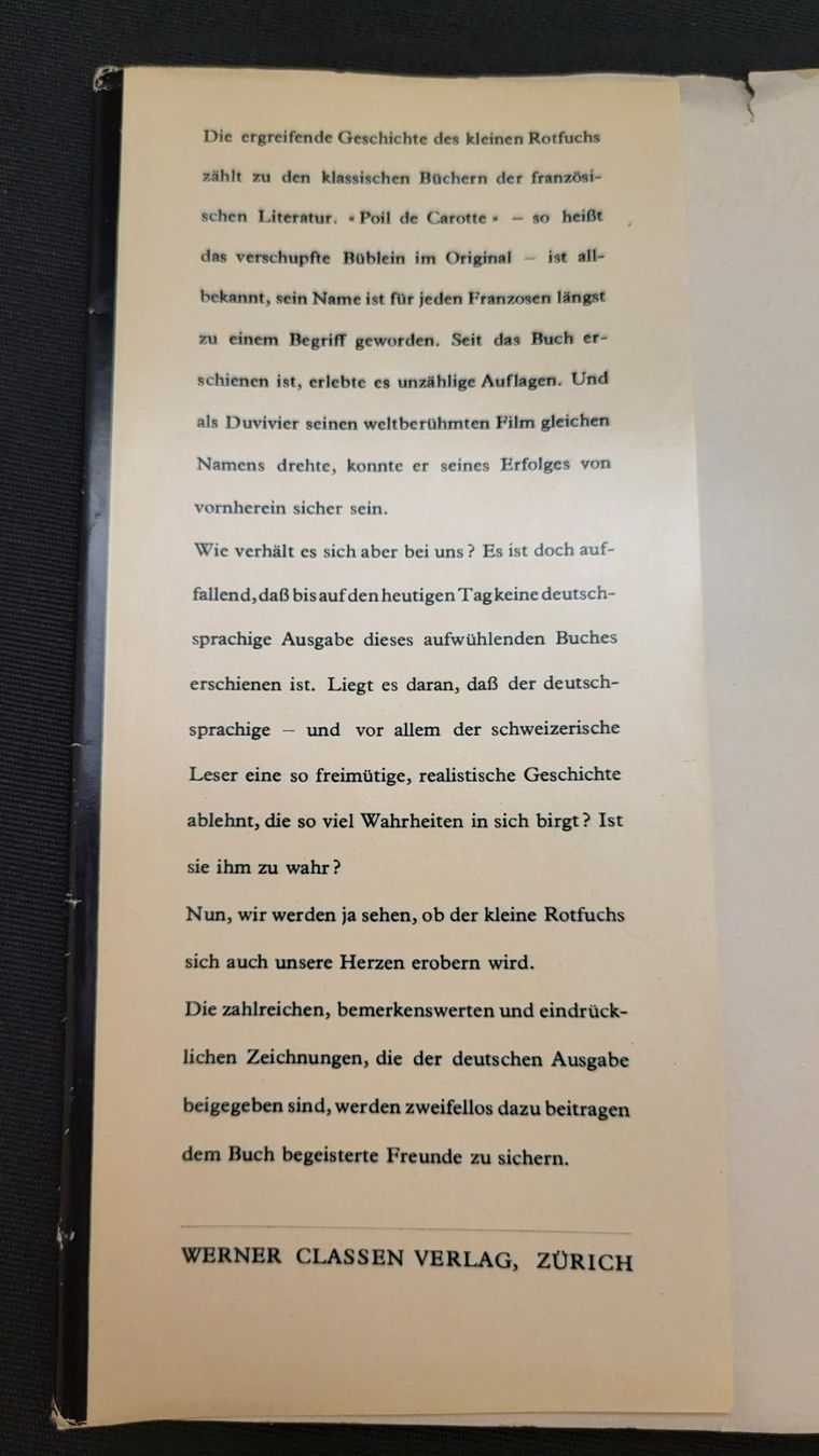 Bücher: Buch ROTFUCHS Jules Renard – Gebraucht aus Basel von spinne02 1