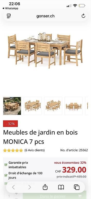 Tischset: Table et chaises extérieur  – Gebraucht aus Grand-Lancy von Dsfo