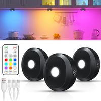 3 Stück RGB Aufladbar LED Spots Akku mit Fernbedienung