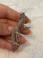 Broche vintage art déco paon en argent