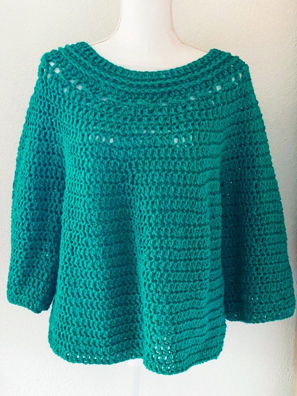 Maglioni & Felpe: Gehäkelte Topdown Pullover Pulli tweed grün XL – Nuovo (secondo la descrizione) da Carabbia venduto da katiamandelli