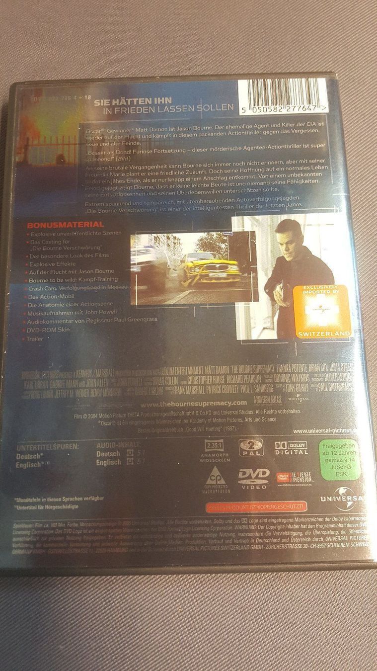 Tutti i DVDs: DVD Die Bourne Verschwörung – Usato da Dierikon venduto da tasticfantastic 1