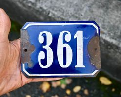 antik Emailschild Hausnummer 361 emaille 14 x 9.5cm gewölbt