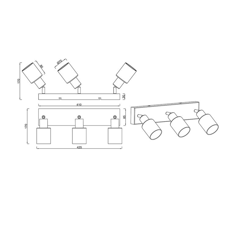 Lampes: Deckenleuchte, 3 Spots, 43 cm x 9 cm – Neuf (Voir description) à Kreuzlingen par Smart-Light 4