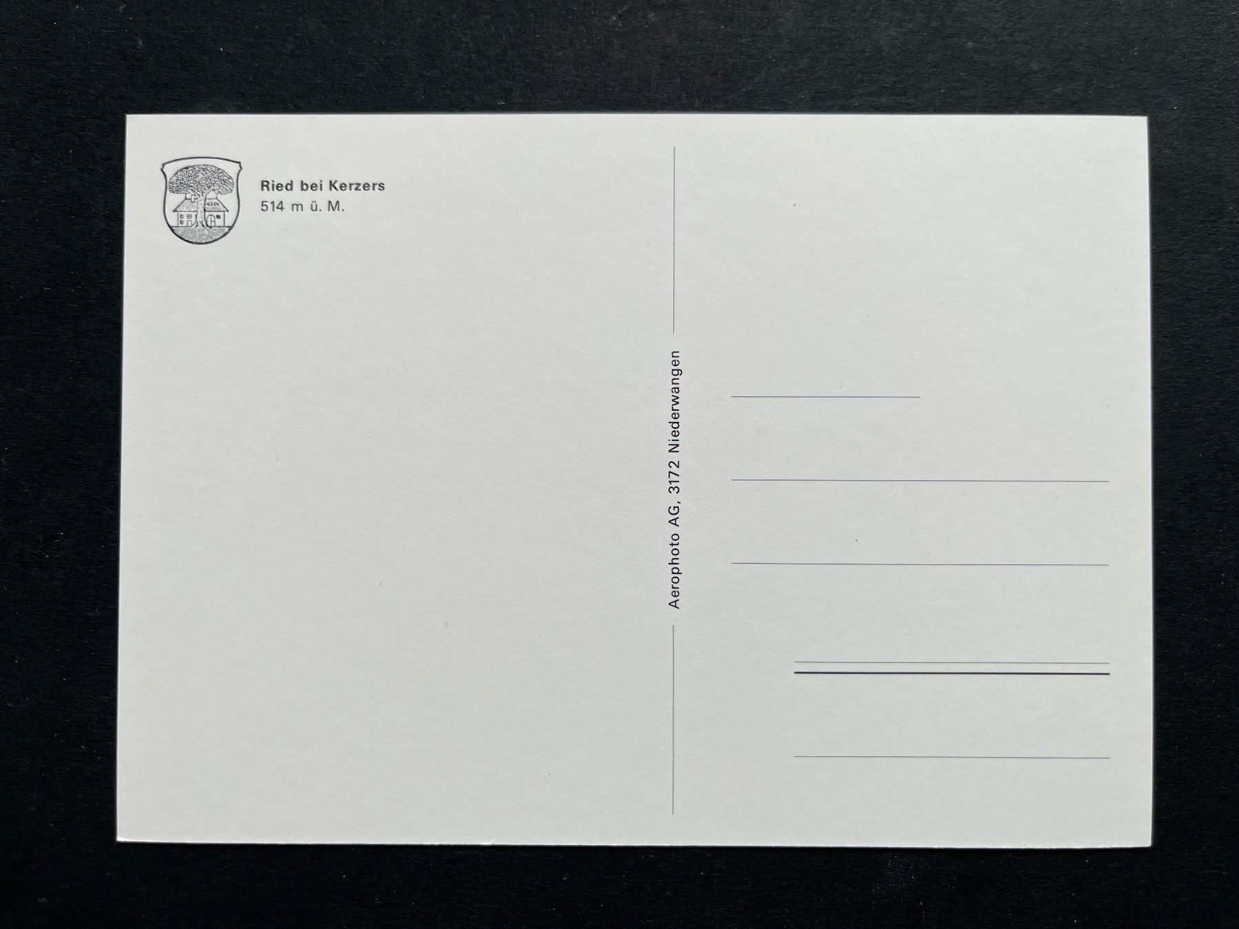 Cartoline postali: Ried bei Kerzers, Flugaufnahme ca. 1980 – Usato da Ostermundigen venduto da DaxKarten-75 1