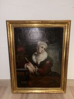 Tableau femme baroque cadre doré bon état