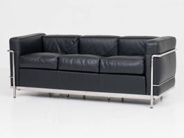 Cassina LC2 3-Sitzer Sofa von Le Corbusier - Leder Schwarz