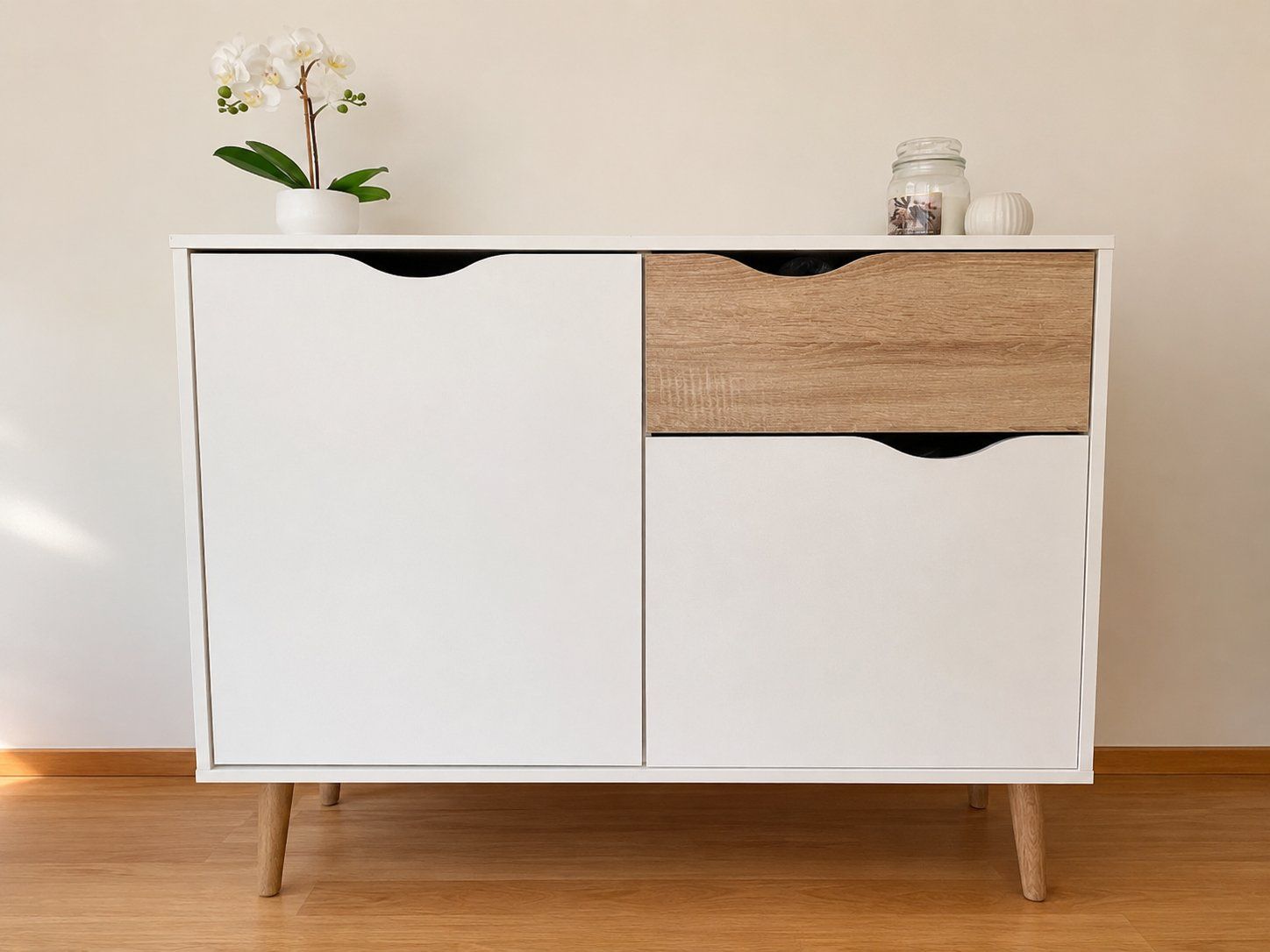 Cassettiere: Modernes Sideboard Weiss/Eiche 99 cm – Usato da Glattpark(Opfikon) venduto da Carpri 3