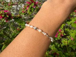 Perlenarmband 950 Silber handgemacht - Neu