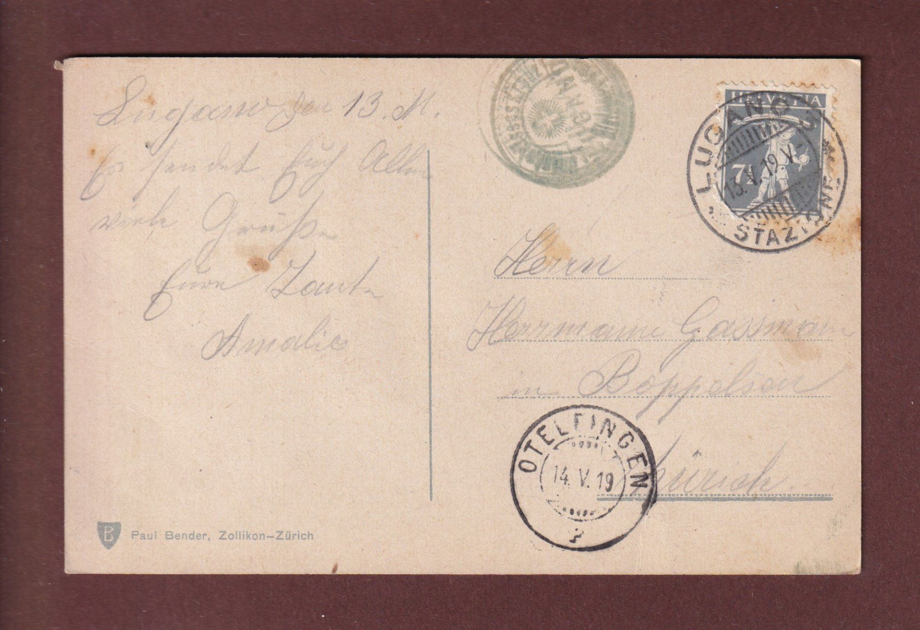 Cartoline postali: LUGANO - San Salvatore - 1919 – Usato da Pully venduto da nicecards 1