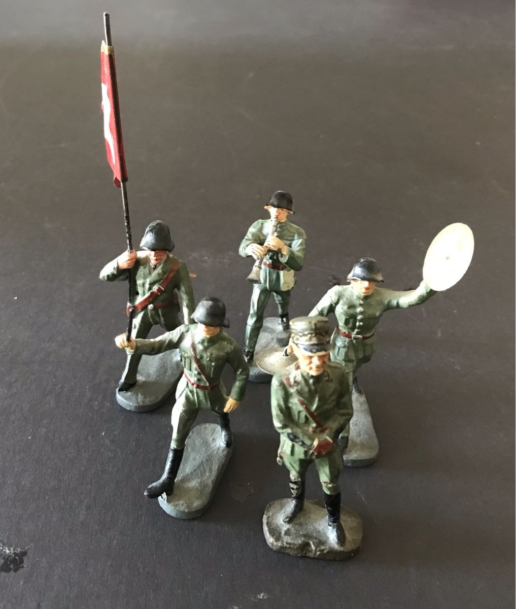 Elastolin Giocattoli: Figurines soldats suisses 5 pièces drapeau musique Elastolin – Usato da Penthaz venduto da Petrus45 1