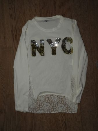 Neues Mädchen Langarmshirt mit Spitze, Grösse 164