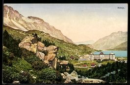 Maloja, Berglandschaft mit Grandhotel am